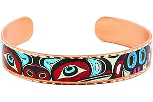FRONT LINE JEWELRY Colorful NW Native American Eagle Bracelets Eagle Totem Animal Jewelry Artisan Copper Cuff Bracelets. Haida Art Jewelry Spirit Animal Bracelet of an Eagle