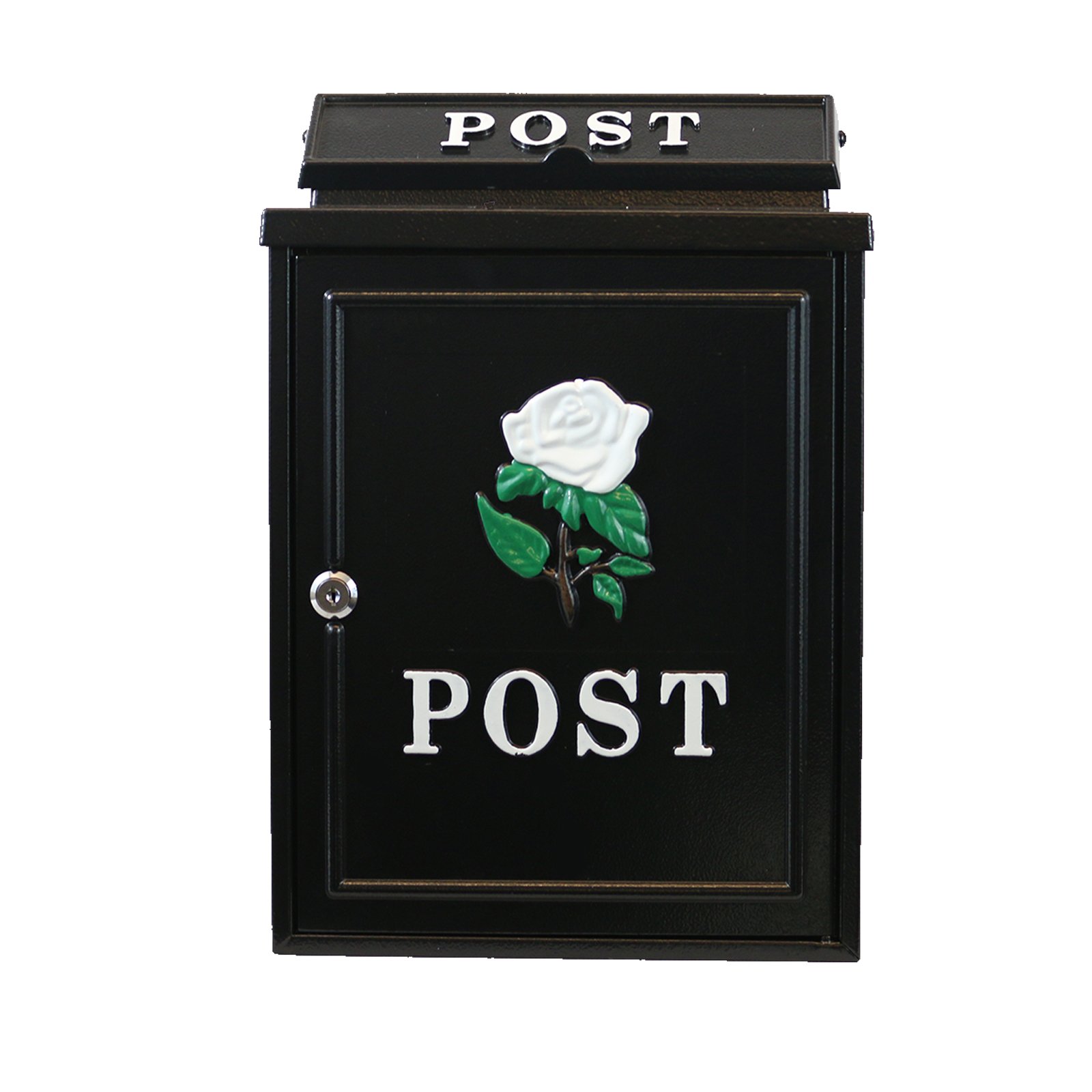 Price Crunchers White Rose Postbox With Key And Fixings By Arboria