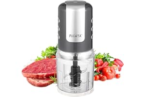 PULOYA Mini Food Processor 2 Cup Small Electric Food Chopper 2 Speed for Vegetables, Meat, Fruits and Nuts with 4 Stainless S
