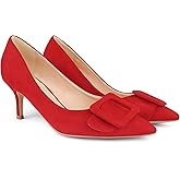 Zzheels Women's Closed Pointed Toe Pumps Kitten Heels Office Wedding Party Shoes