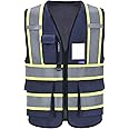 AYKRM 11 color High Vis Reflective Safety Vest for Women Men Security Pocket Zipper