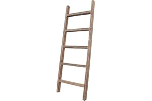 BARNWOODUSA LLC BarnwoodUSA Rustic Decorative Ladder - 100% Upcycled Wood (60" x 18" x 1.5", Weathered Gray)