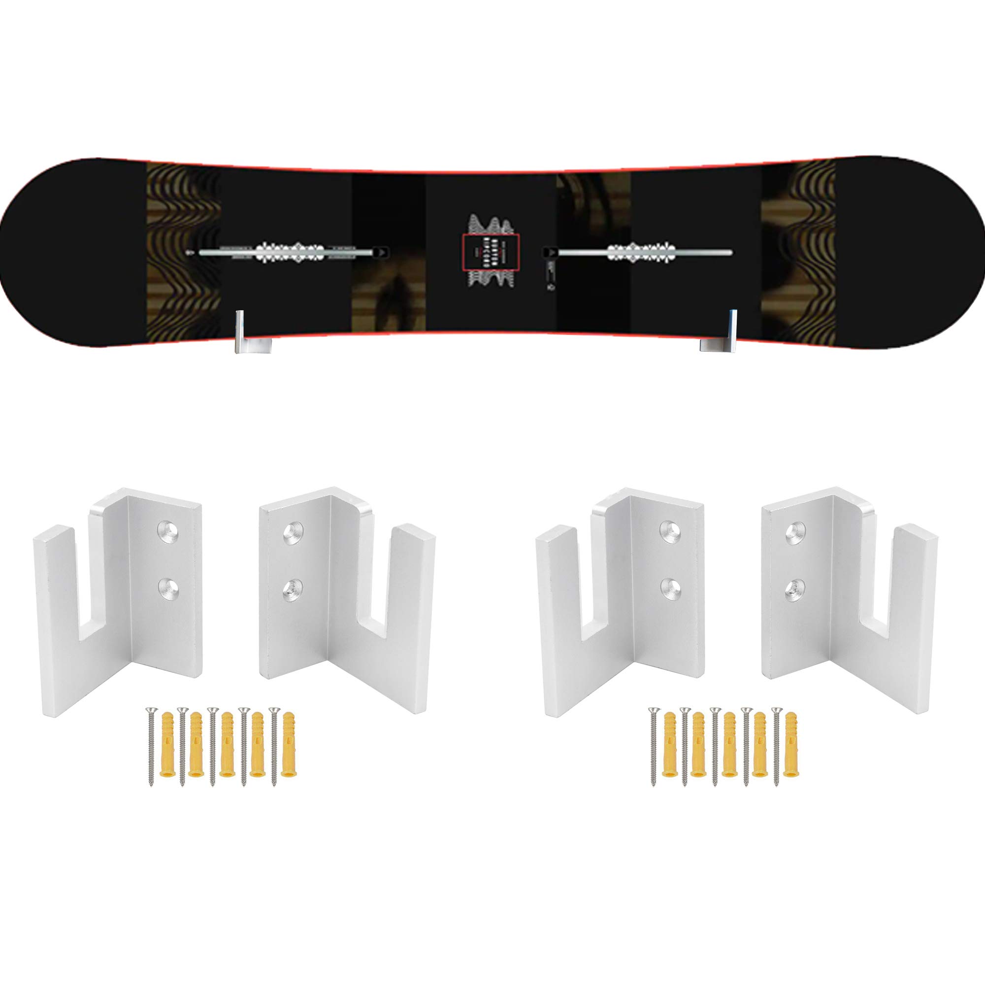 YYST Snowboard Wall Mount Snowboard Wall Rack Hanger - No Board - Fit Snowboard, Longboard (2)