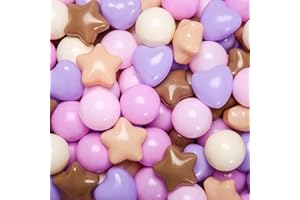 GOGOSO Ball Pit Balls,Plastics Balls for Ball Pit, Stars Hearts Shapes, Pastel Ball for Toddlers Kids Party and Friendship Bracelet Banner Xmas Tree Decor