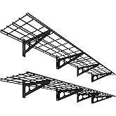 FLEXIMOUNTS 12-inch-by-72-inch Wall Shelf Garage Storage Rack Wall Mounted Floating Shelves,1x6ft,Black, 2-Pack, Classic Series