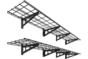 FLEXIMOUNTS 12-inch-by-72-inch Wall Shelf Garage Storage Rack Wall Mounted Floating Shelves,1x6ft,Black, 2-Pack, Classic Series