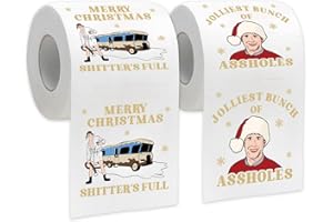 HOMYTHE National Lampoons Christmas Vacation Bathroom Decorations, 2 Rolls Funny Holiday Toilet Papers Bathroom Decor, Griswold Family Christmas Vacation Merch Gifts, White Elephant Gag Gift Stocking Stuffers