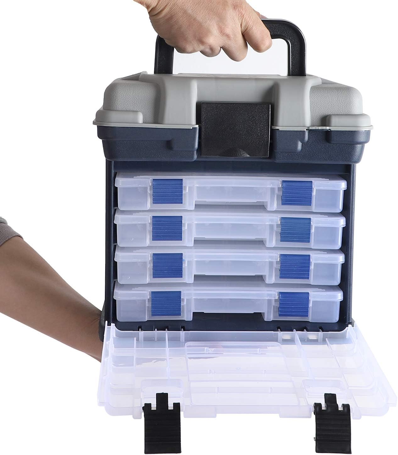 KINJOEK Fishing Tackle Box Kit, Portable 4 Layers Fishing Accessory Box Case, Fishing Tackle Storage for Fresh Water and Salt Water : Sports & Outdoors