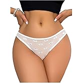 SHENHE Women's Sheer Mesh Panties Sexy Criss Cross Cutout Bow Lace Thongs See Through G String Panties Underwear