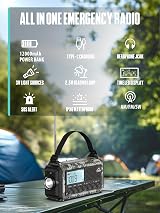 ROCAM Emergency Radio 12000mAh SOS Alarm Wind Up Solar AM/FM/SW IPX6 view 2