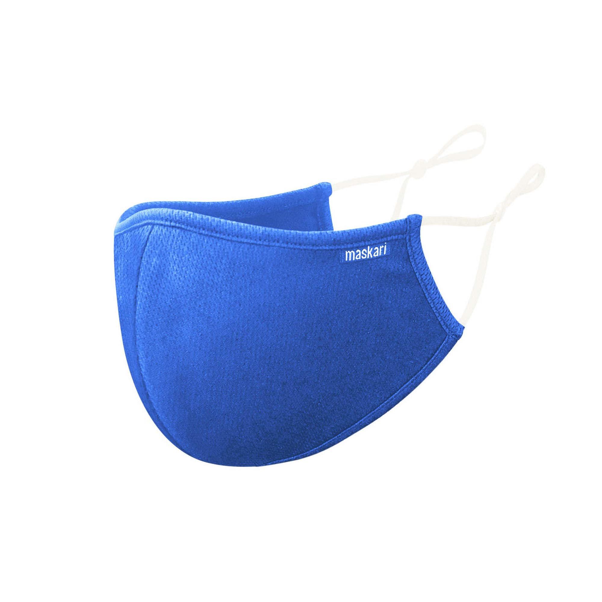 Maskari Royal Blue Reusable Face Mask | Washable | 3 Layer Face Masks | Adjustable Earloops | HeiQ Viroblock | Breathable | Ideal for Men | Pro 1 Pack, Large