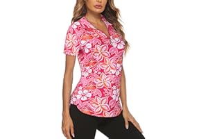 Koscacy Women's Long Sleeve Golf Tennis Polo Shirts UPF50+ Half Zip Dry Fit Workout Tops Athletic Shirt