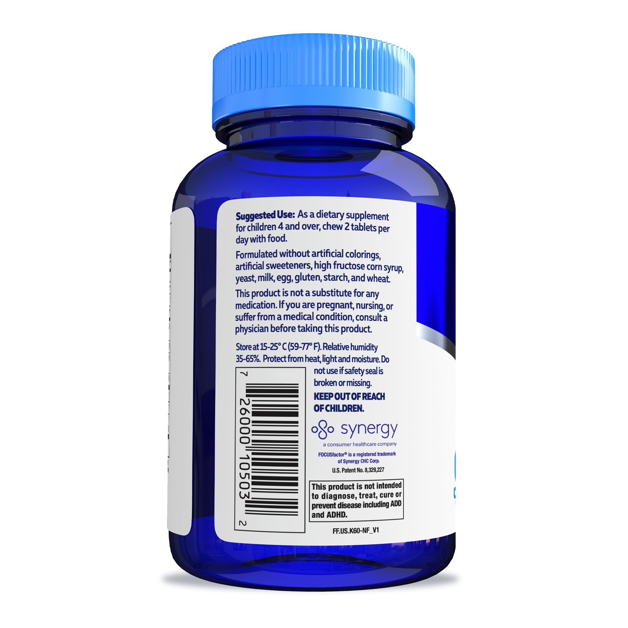 Focus Factor Kids Complete Daily Chewable Vitamins: Multivitamin & Neuro Nutrient (Brain Function) w/Vitamin B12, C, D3-60 Count