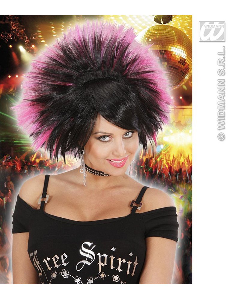 Rock Princess - Black/Pink Wig for Hair Accessory Fancy Dress