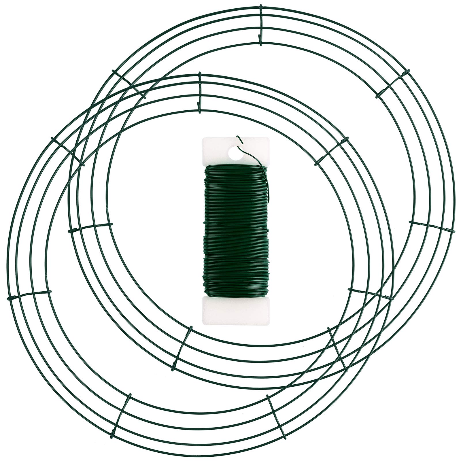 Elcoho 2 Pack Wreath Frames with Green Flexible Paddle Wire Holiday Wreath Frames for Christmas Wreaths, Crafts, and Floral Flower Arrangements