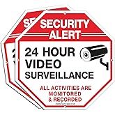 Faittoo 2-Pack Video Surveillance Sign, 10 x 10 Rust Free .040 Aluminum Security Warning Reflective Metal Signs, Indoor or Ou