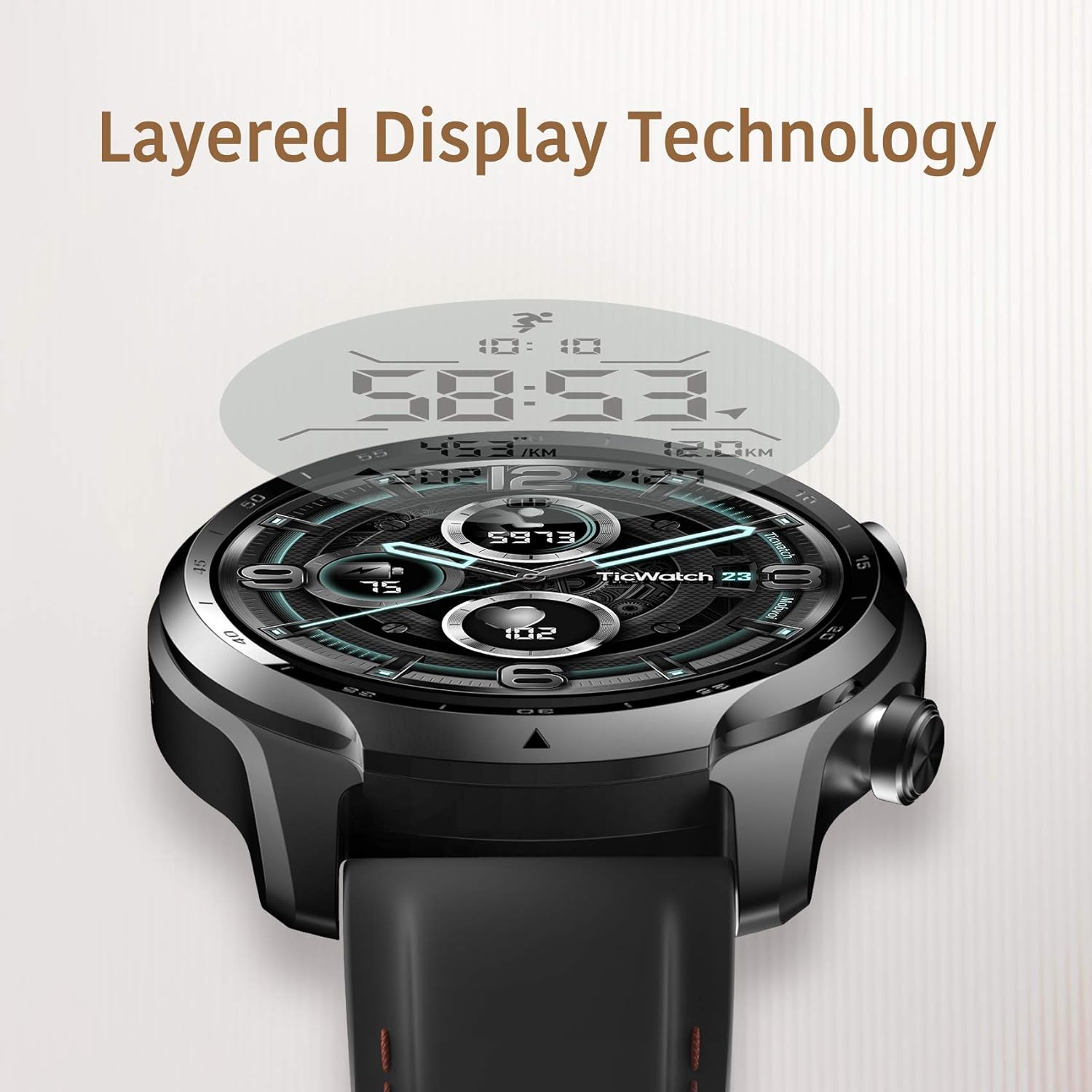 Ticwatch Pro 3 GPS Smart Watch Men's Wear OS Watch Qualcomm Snapdragon Wear 4100 Platform Health Fitness Monitoring 3-45 Days Battery Life Built-in GPS NFC Heart Rate Sleep Tracking IP68 Waterproof: Electronics