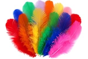 FLYING FEATHERS 500pcs-Colorful Rooster Feathers 3-5inch Bulk Feathers for Crafts DIY Dream Catcher Supplies（500pcs）