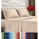Utopia Bedding California King Sheet Set – 4 Piece Bed Sheets for Cal King Size Bed, Soft and Breathable Microfiber, Includes 1 Fitted Sheet, 1 Flat Sheet and 2 Pillowcases (Beige)