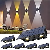 UGDLUCK Solar Fence Lights,6Pack Solar Lights Outdoor 2700/4500/6000K 3 Modes Up & Down Wall Lights Waterproof 100 Lumens Dusk to Dawn Fence Light for Outside/Backyard/Pool/Railing/Patio/Porch/Step