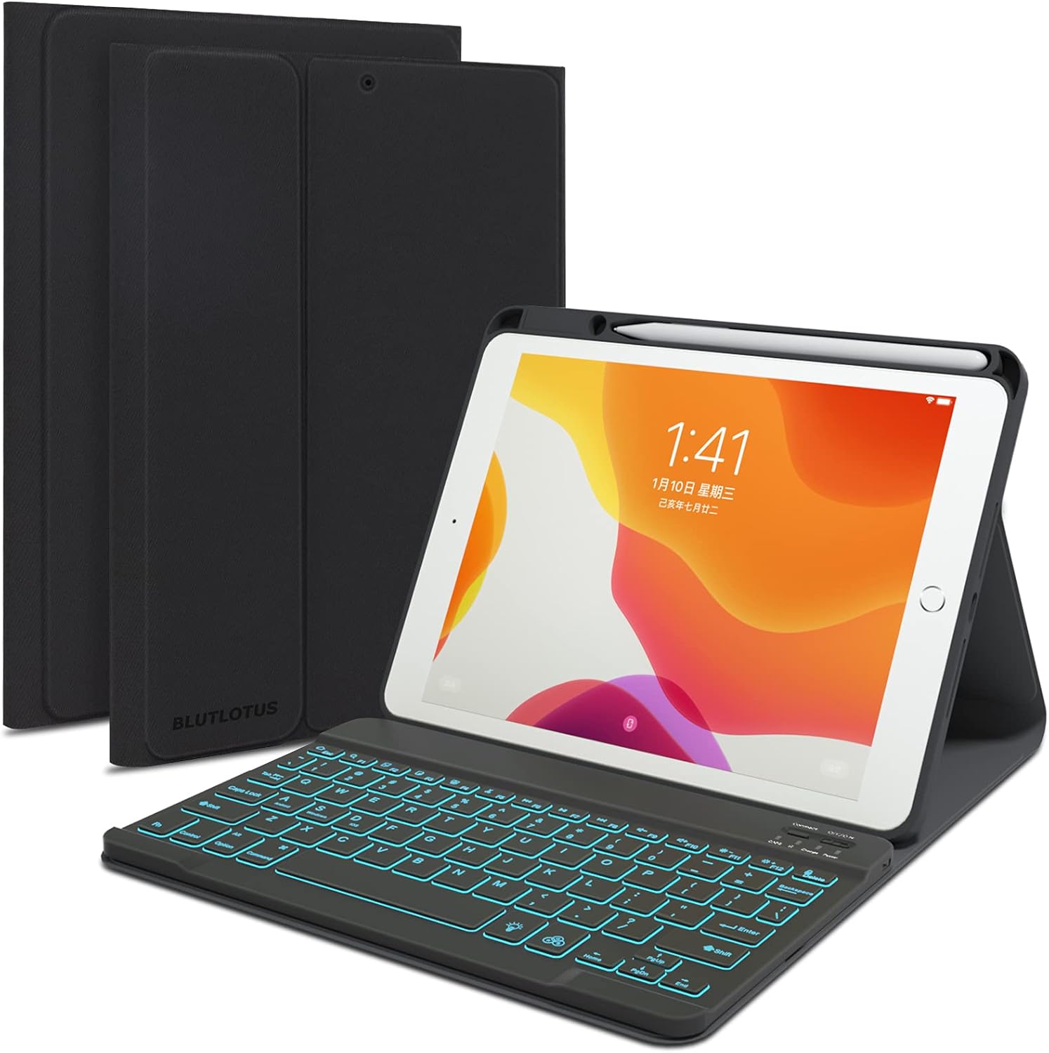 iPad 8th/7th Generation Keyboard Case 10.2 inch 2020/2018, iPad Pro 10.5-inch Case with Keyboard for iPad Air 3 2019, Removable Bluetooth Wireless Keyboard Folio Case, Auto-Wake/Sleep Cover(Black)