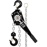 CREWORKS Lever Chain Hoist, 3 Ton 6600 lb Capacity 10 ft Manual Chain Hoist with G80 Galvanized Chain & Swivel Hooks, Heavy Duty Manual Lever Hoist for Construction Warehouse Automotive Factory