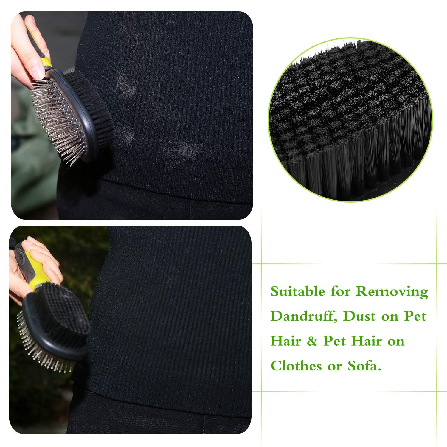 Spazzola per Cani 2 in 1 con Punte Arrotondate per Pelo Corto o Lungo, per massaggio e Elimina Pelo Superfluo Morto