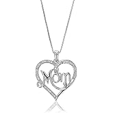VIR JEWELS 1/10 cttw Lab Grown Diamond MOM Pendant Necklace in Sterling Silver with Chain