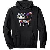 Dia De Los Muertos Cinco De Mayo Cat Sugar Skull Men Women Pullover Hoodie