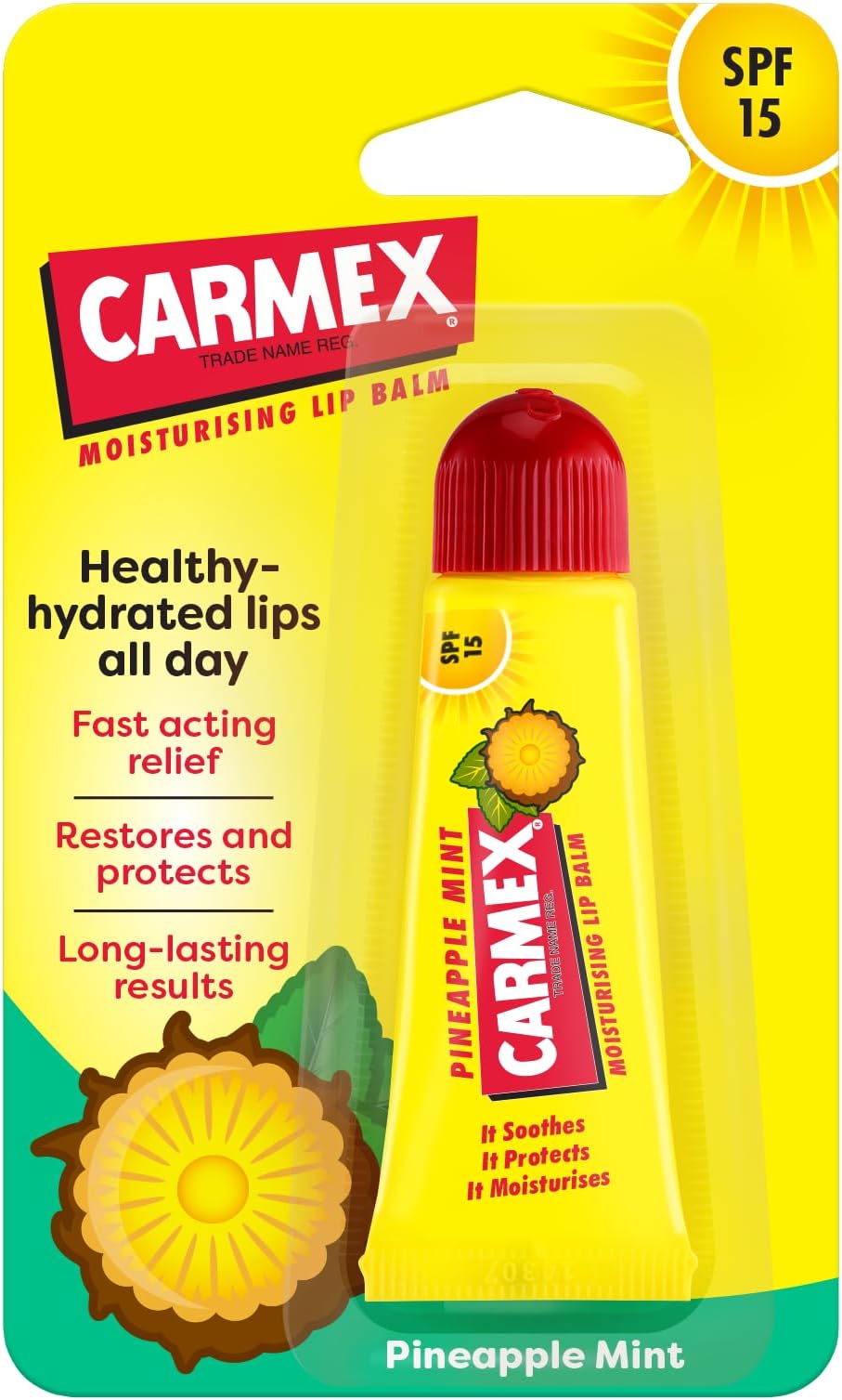 Carmex Moisturising Lip Balm Pineapple Mint 11.6ml SPF15