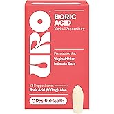 O Positiv URO Boric Acid Vaginal Suppository – with Lactic Acid, and Aloe for Fast Relief and Vaginal Odor Control – Vegan, Free from Parabens, Dyes, and Fragrances – 12 Count (Pack of 1)
