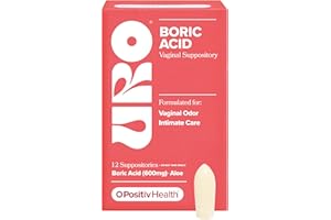 O Positiv URO Boric Acid Vaginal Suppository – with Lactic Acid, and Aloe for Fast Relief and Vaginal Odor Control – Vegan, Free from Parabens, Dyes, and Fragrances – 12 Count (Pack of 1)