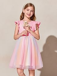Haloumoning Girls Tutu Dress Ruffle Short Sleeve
