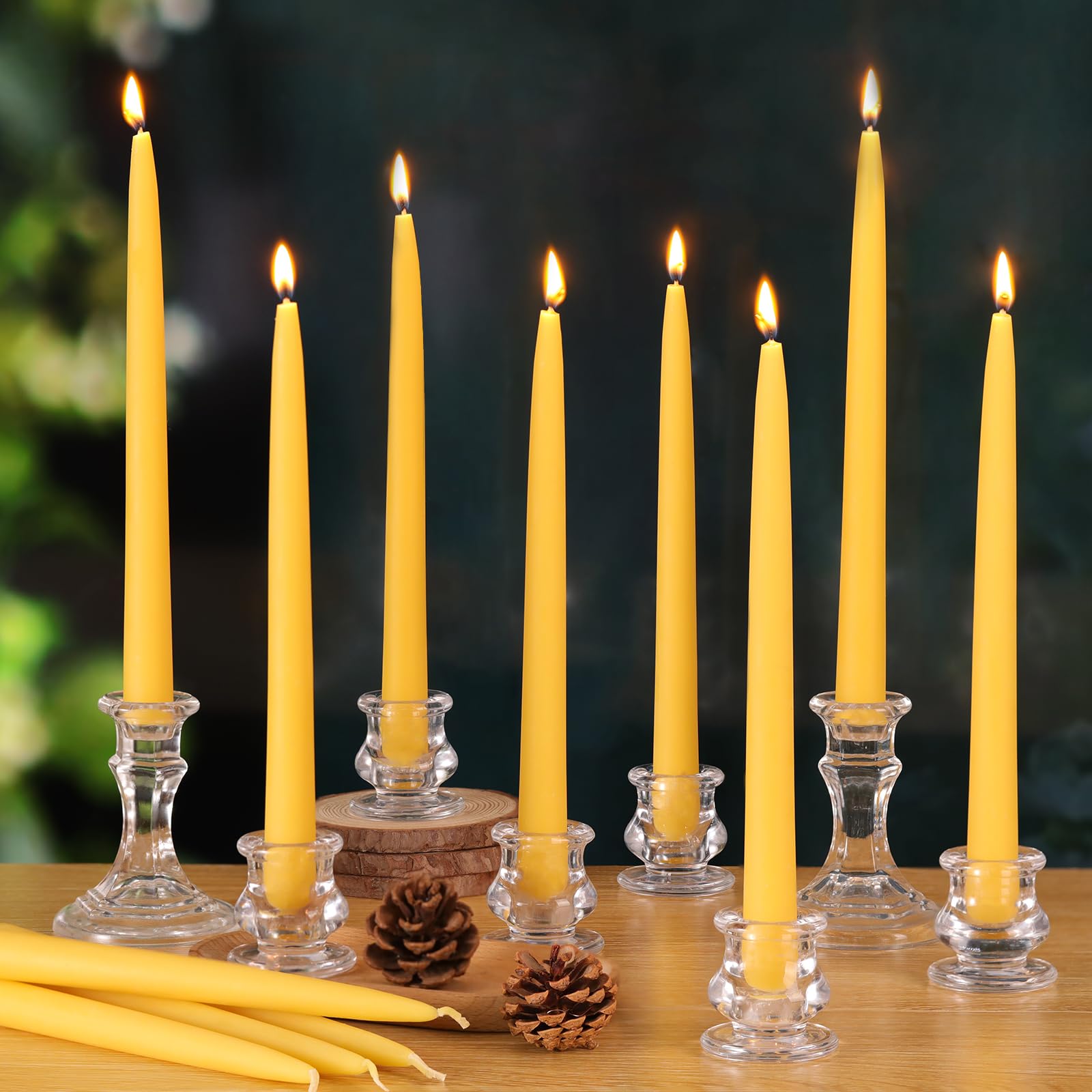 Photo 1 of 12 Pack Beeswax Taper Candles, 10in Dripless Pure Beeswax Candlesticks, 8 Hours Long Burning Smokeless Tapered Natural Bees Wax Candles for Home, Prayer, Dinner