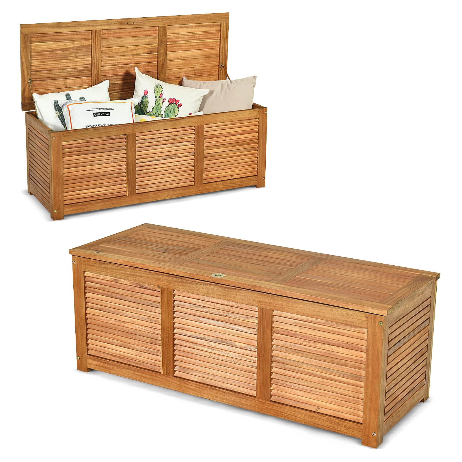 GIANTEX Gartenbox Holz Auflagenbox Gartentruhe Kissenbox Holzbox Garten