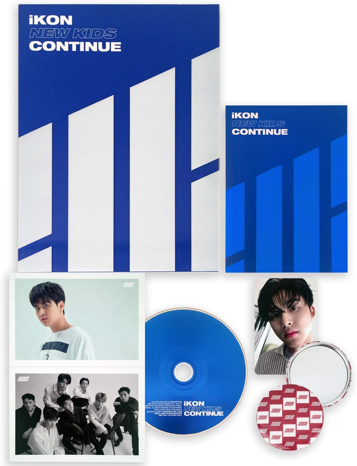 IKON Mini Album - NEW KIDS : CONTINUE [ Blue Ver. ] CD + Photobook + Postcard + Photocard + FREE GIFT / K-Pop Sealed
