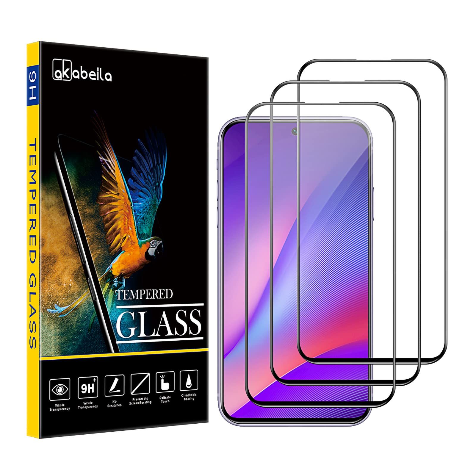 AKABEILA [3 Pack Screen Protector for Motorola Moto G62 5G Tempered Glass Premium HD Protective Film 9H Hardness Case Friendly [Full Coverage]