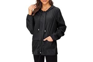Zando Lightweight Rain Jacket Women Waterproof - Raincoat for Women Packable Rain coat Hooded Windbreaker for Travel Outdoor