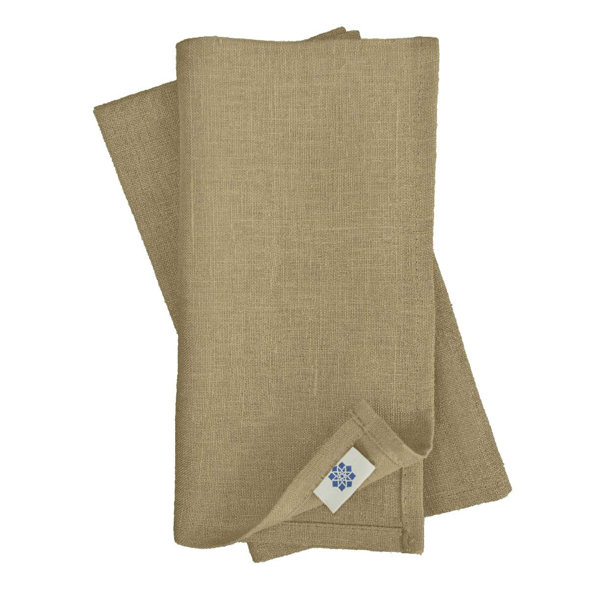 Linen & Cotton Napkins Set of 4 Hygge - 100% Linen, Beige Brown (32 x 32 cm) Washable Square Serviettes Cloth for Home Dinner Table Decoration Restaurant Cafe Hotel Events Summer Party