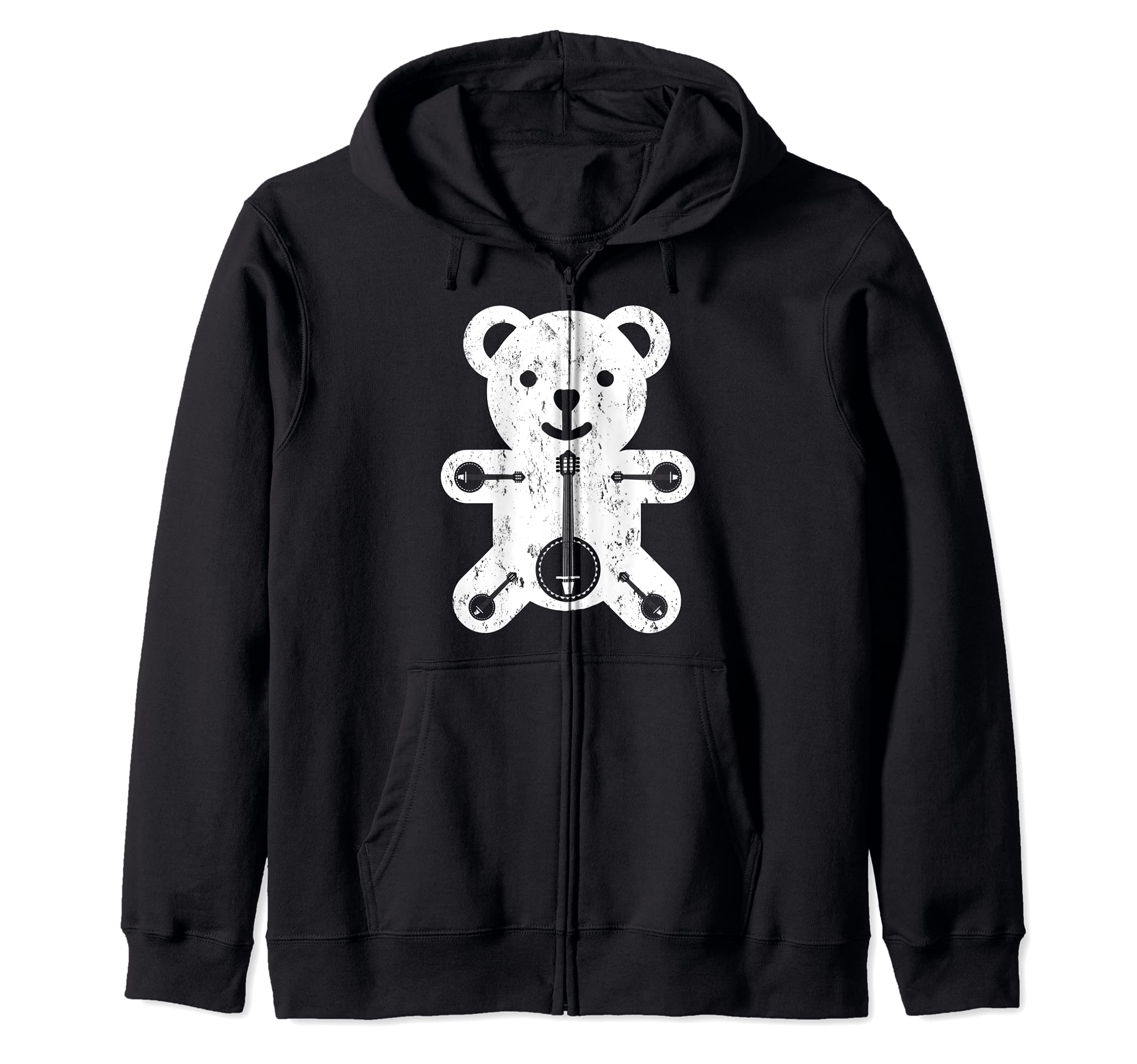 Banjo Playing Bear Bluegrass Banjo Bear Zip Hoodie