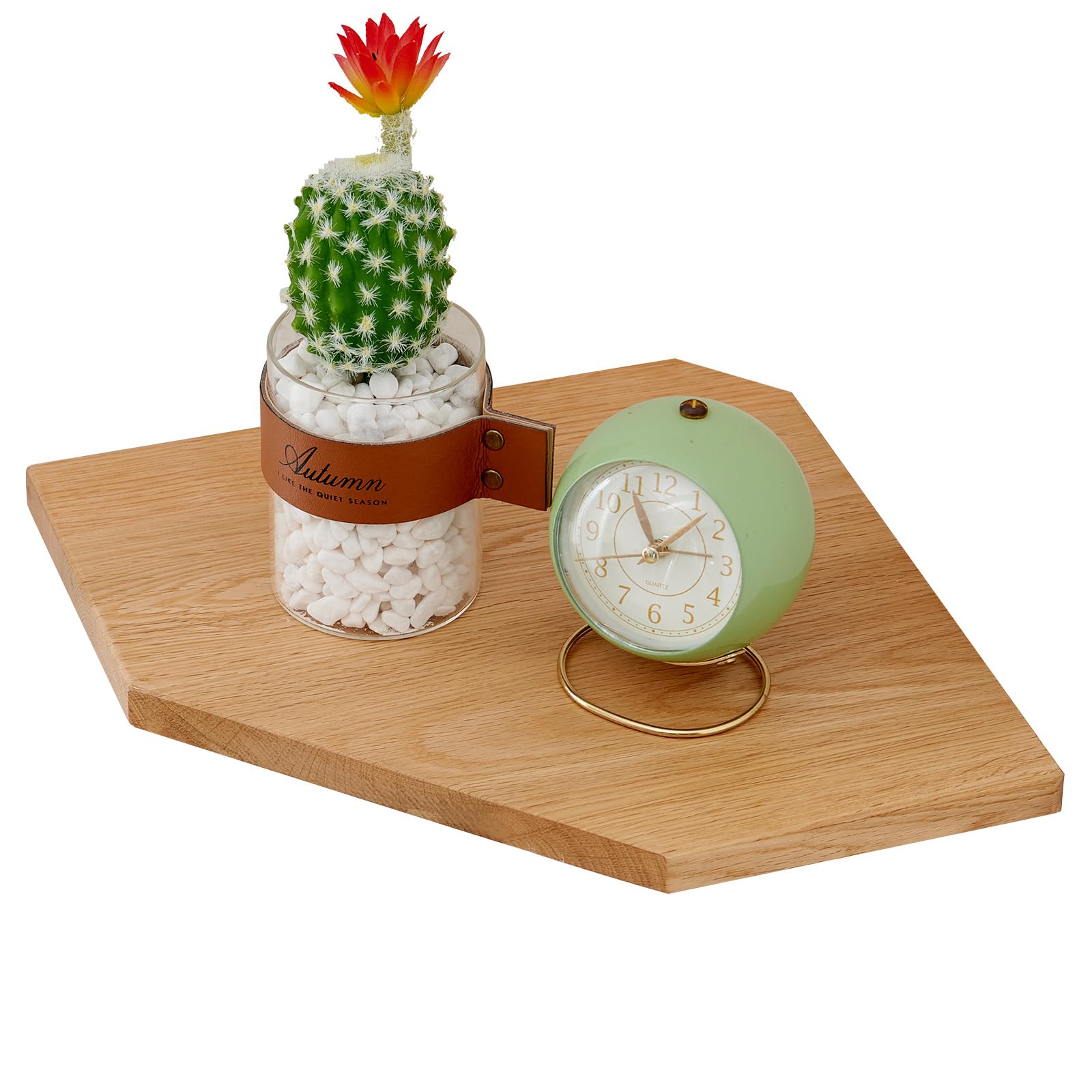 TREOAKWIS Floating Corner Shelf, Solid Oak Wood Corner Shelf for Wall - Wooden Wall Mounted Storage Display for Bedroom Decor, Living Room, Small Spaces (22 cm / 8.7 inches)