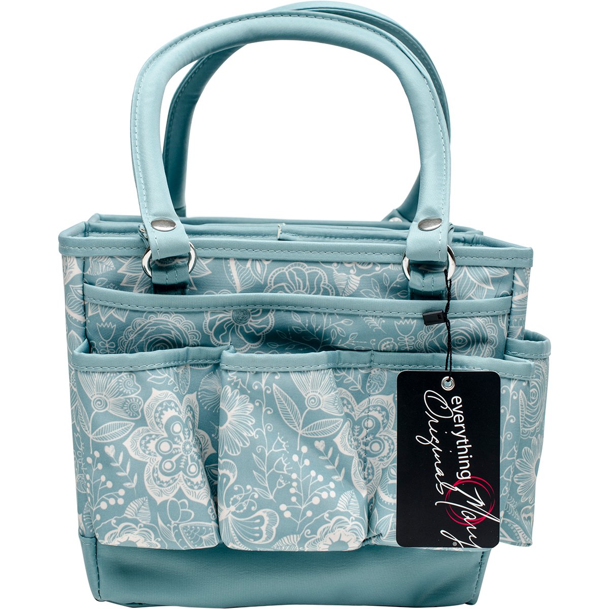 Everything Mary Fold Open Deluxe Organizer 10"X10"X7.75"Aqua & White