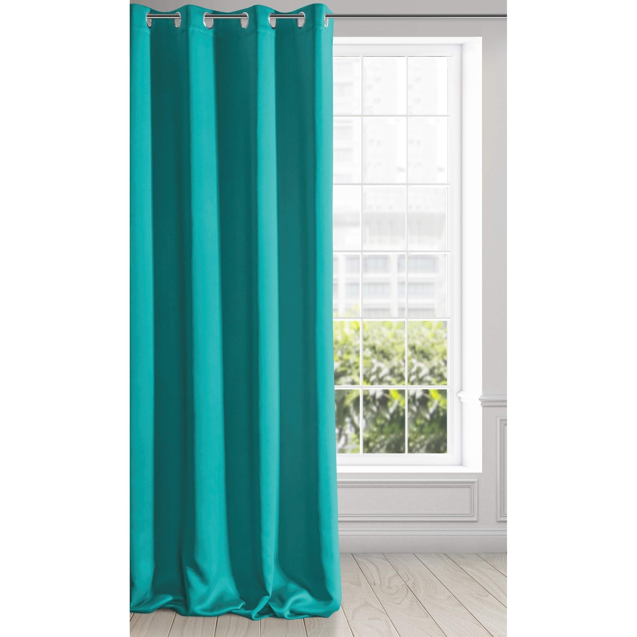 Eurofirany LOGAN Extra Long Blackout Curtain - 1 Unit Eyelets, Light blocking Room Darkening Bedroom Living Room, W53 x L98, Dark Turquoise