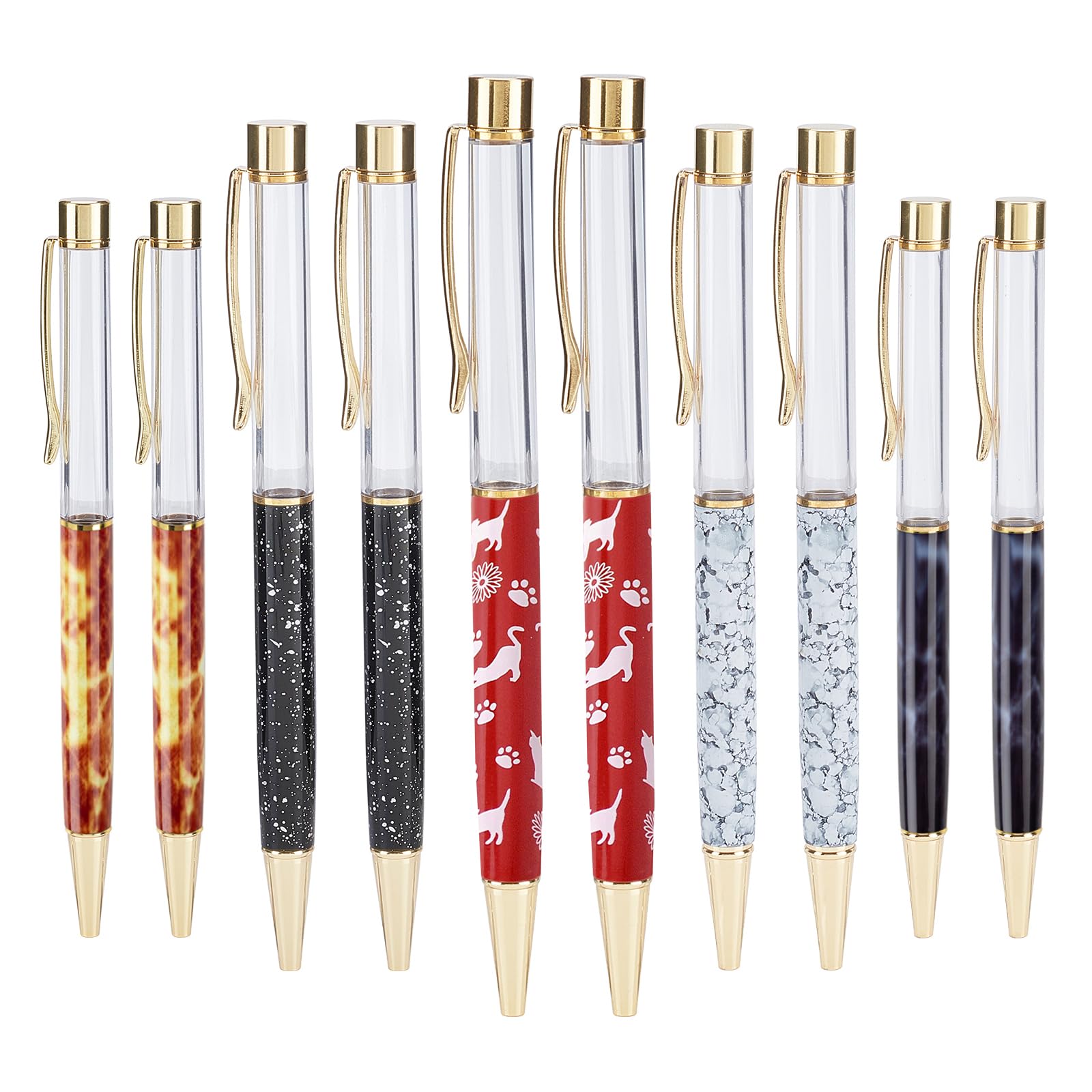 GORGECRAFT 10 Pcs/set Empty Tube Pens Creative Marble Empty Ballpoint Pen for DIY Glitter Epoxy Resin Crystal Ballpoint Pen Herbarium Pen Making