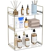 Bathroom Countertop Organizer, 3 Tier Acrylic Tray Vanity Counter Skincare Organizer Shelf, Kitchen Under Sink Standing Rack, Home Storage Holder for Lotion Makeup Cosmetics Perfume Spice, Gold | Vanity Counter, Kitchen Under Sink, Home Storage Holder, for Lotion, Makeup, Cosmetics