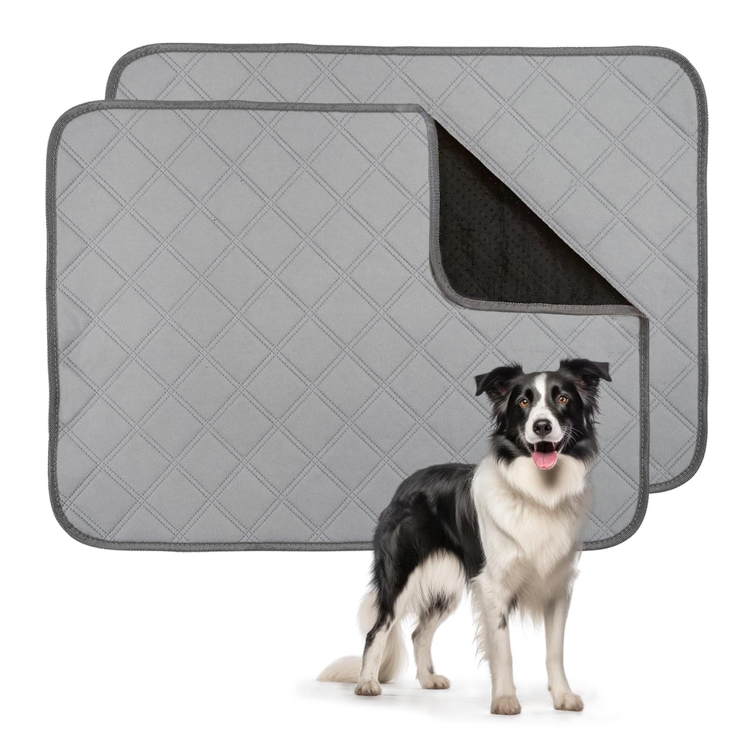 TUHDWJ 2 Pack Washable Puppy Pads, Reusable Dog Training Pads, Super Absorbent Waterproof Dogs Pee Pads, Fast Drying Non Slip Reusable Puppy Pads for Indoor, Outdoor, Car Travel (70x100 cm)