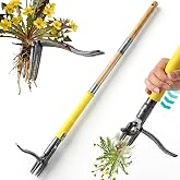 Weed Puller Tool Stand Up with Slide-Release Ejection, Reinforced Steel Weeder with 3-Section Long Handle, No-Touch Cleaning for Lawn &amp; Garden, Heavy Duty No Bend Weeding Tool for Dandelions, Thistles