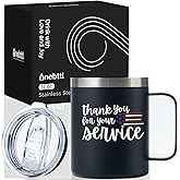Onebttl Veterans Gifts for Men & Women, Military Army Soldiers Appreciation Gifts, Thank You for Your Service, 12oz Stainless Steel Tumbler, Black