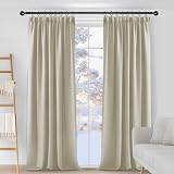 Deconovo Beige Pencil Pleat Blackout Curtains 2 Panels 95 Inch Thermal Insulated view 2