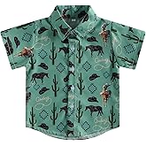 Western Baby Boy Clothes Button Down Short Sleeve Shirts Country Cowboy Dress Shirt Tops Summer Vintage Clothes